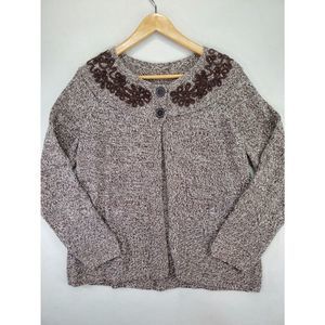 Westbound Brown Heather Cardigan Sweater Women's Size Large